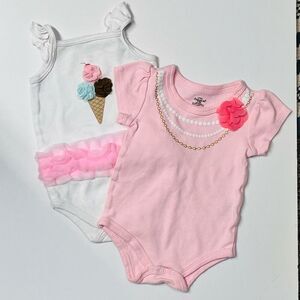 2 Little Treasures Bodysuits   Sz 3-6m   EUC
